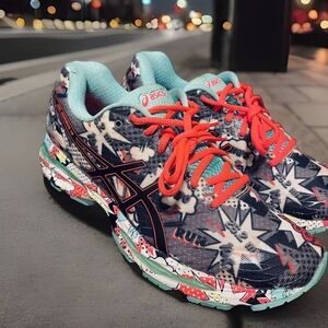 Excellent ASICS GEL NIMBUS 18 Cartoon Comic limited edition 9.5 US 41.5 EUR